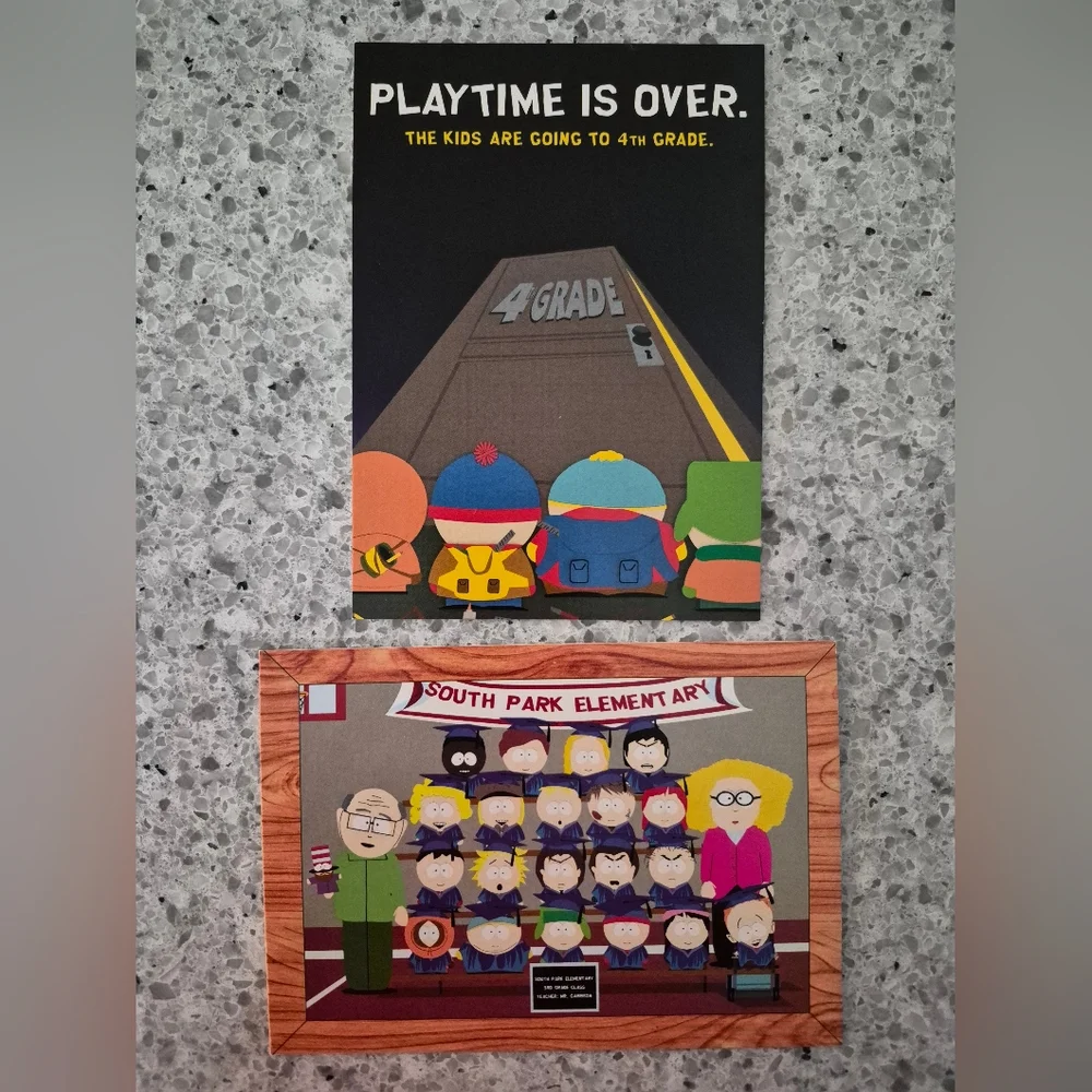 NEW (2) South Park Comedy Central TV Show Ad 3rd 4th Grade Postcards